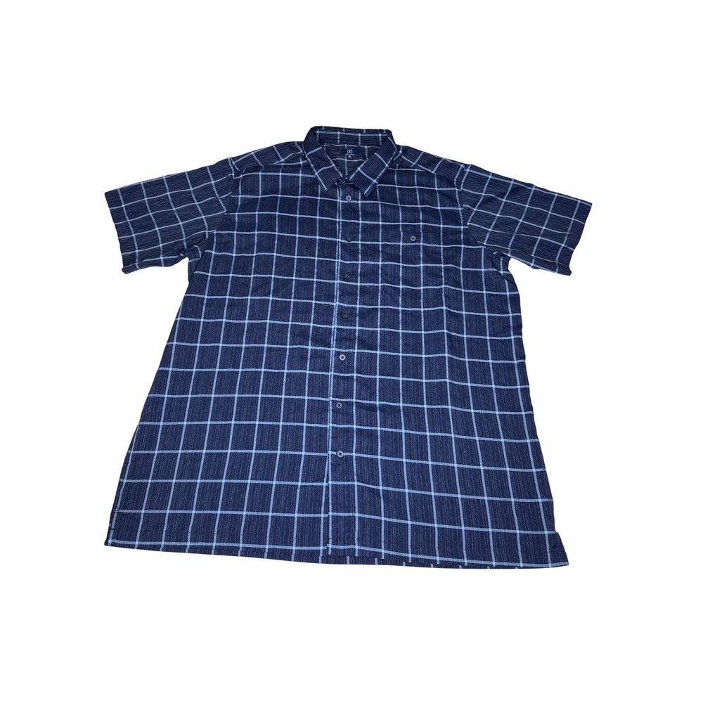 George Shirt Mens 3XL Blue Polyester Plaid Short Sleeve Button Down Casual Pocke